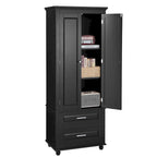 Freestanding Tall Storage Cabinet with 2 Drawers & 2 Doors for Bathroom/Office