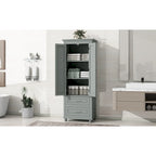 Freestanding Tall Storage Cabinet with 2 Drawers & 2 Doors for Bathroom/Office