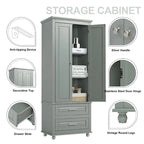 Freestanding Tall Storage Cabinet with 2 Drawers & 2 Doors for Bathroom/Office