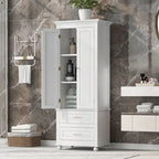 Freestanding Tall Storage Cabinet with 2 Drawers & 2 Doors for Bathroom/Office
