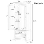 Freestanding Tall Storage Cabinet with 2 Drawers & 2 Doors for Bathroom/Office