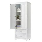 Freestanding Tall Storage Cabinet with 2 Drawers & 2 Doors for Bathroom/Office