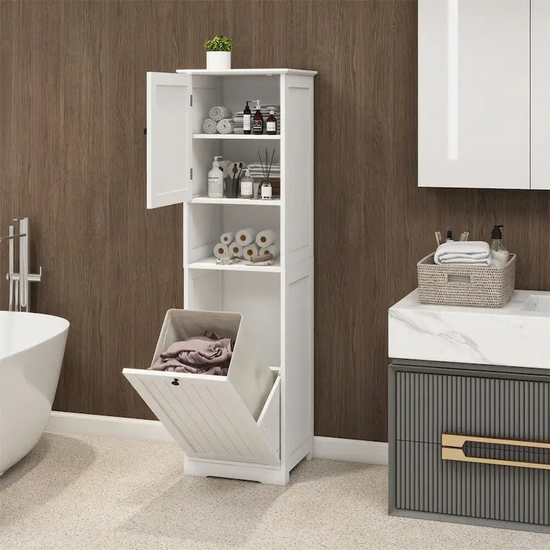 One-Compartment One-Door Tilt-Out Laundry Sorter Cabinet