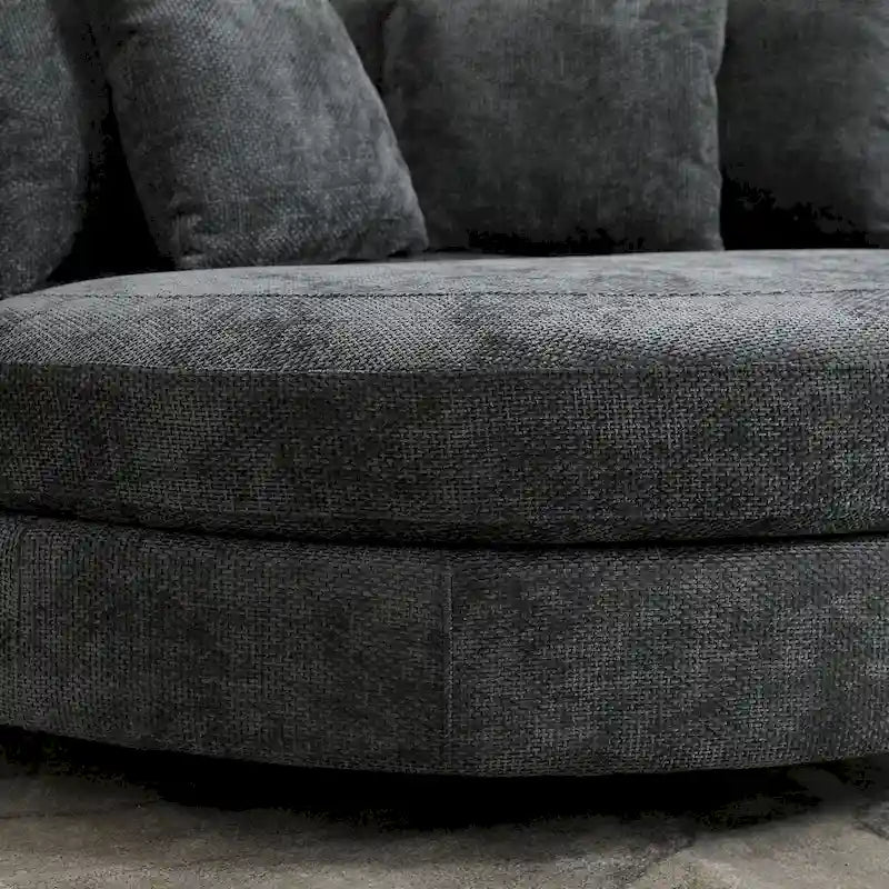 Modern Sofa Chair Round Accent Barrel Chair With 5 Pillows and Optional Ottoman