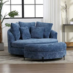 Modern Sofa Chair Round Accent Barrel Chair With 5 Pillows and Optional Ottoman