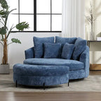 Modern Sofa Chair Round Accent Barrel Chair With 5 Pillows and Optional Ottoman