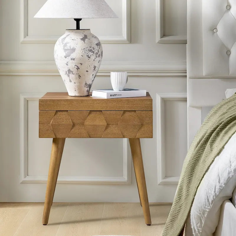 Julian Mid-century Modern End Table with Charging Station by HULALA HOME