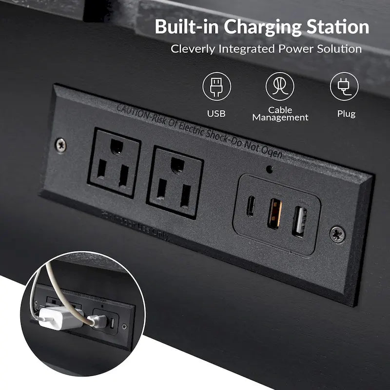 Julian Mid-century Modern End Table with Charging Station by HULALA HOME
