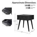 Julian Mid-century Modern End Table with Charging Station by HULALA HOME