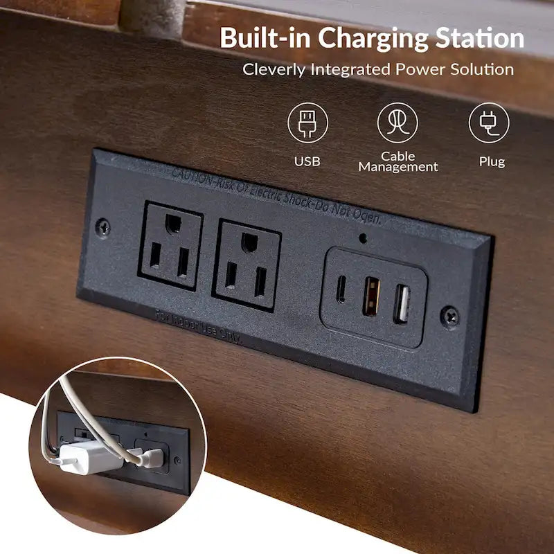 Julian Mid-century Modern End Table with Charging Station by HULALA HOME