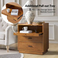 Lorenz Mid-century Nightstand with USB and LED Light Set of 2 by HULALA HOME