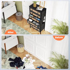 6-Drawer Dresser Chest PE Rattan Storage Tower Organizer Cabinet