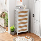 6-Drawer Dresser Chest PE Rattan Storage Tower Organizer Cabinet