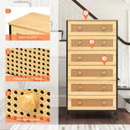 6-Drawer Dresser Chest PE Rattan Storage Tower Organizer Cabinet