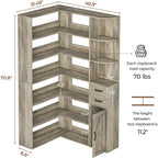 7-Shelf Corner Bookshelf L-Shape Bookcase Large Storage Shelf Display