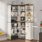 7-Shelf Corner Bookshelf L-Shape Bookcase Large Storage Shelf Display