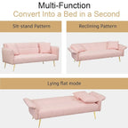 Modern 70-Inch Teddy Fleece Convertible Futon Sofa bed