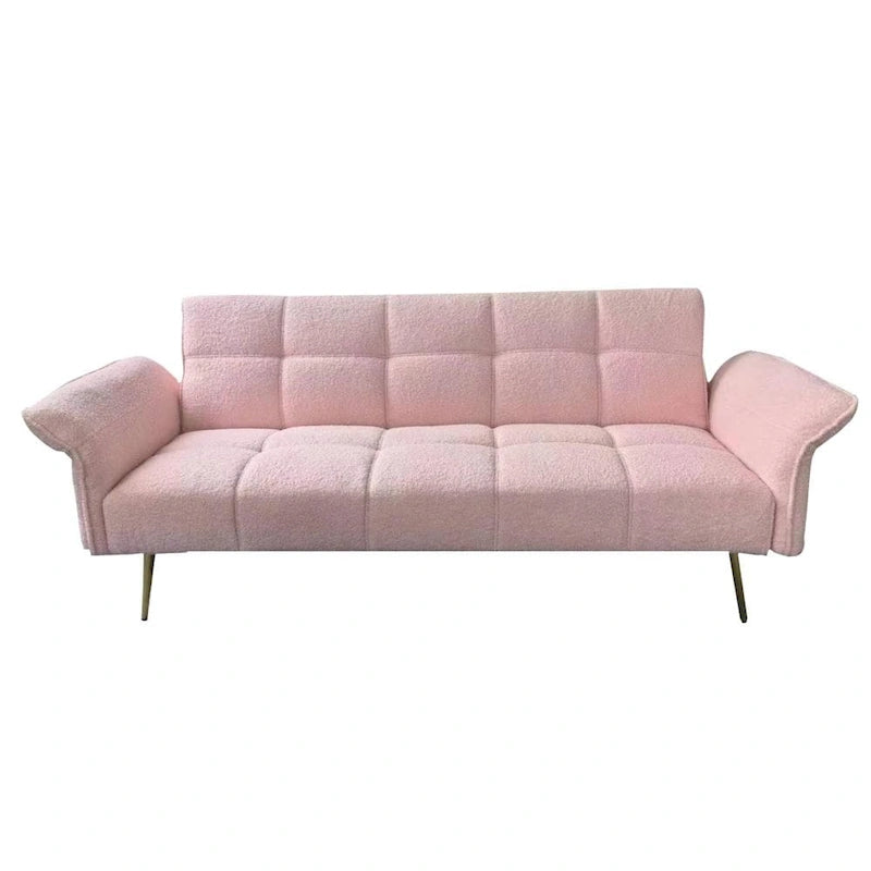 Modern 70-Inch Teddy Fleece Convertible Futon Sofa bed