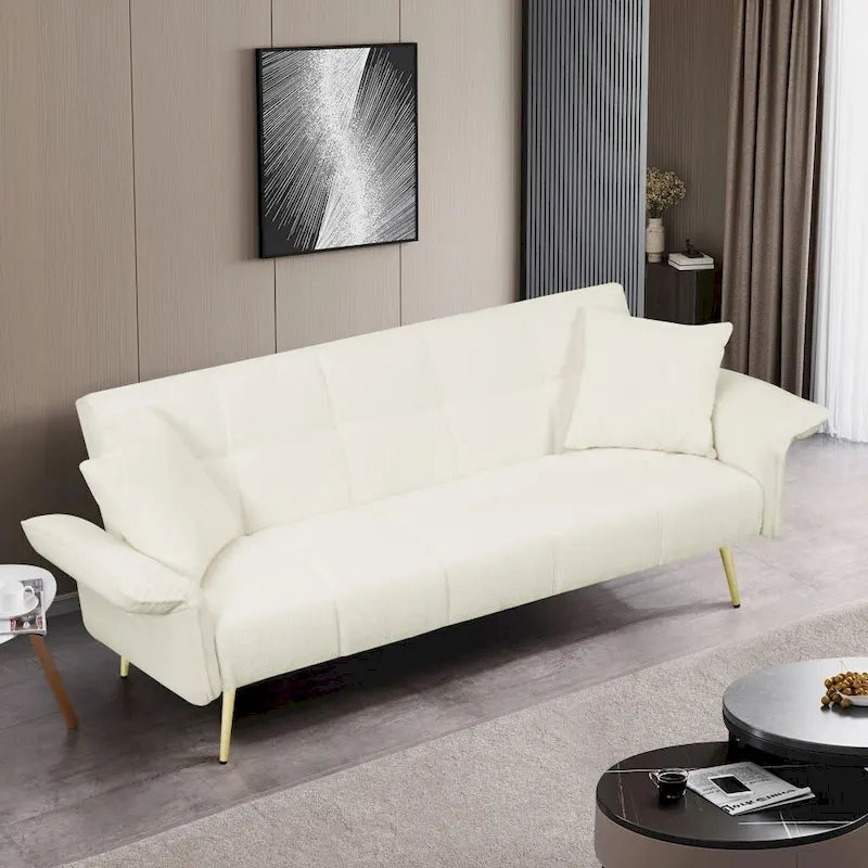 Modern 70-Inch Teddy Fleece Convertible Futon Sofa bed