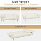 Modern 70-Inch Teddy Fleece Convertible Futon Sofa bed