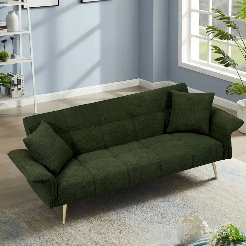 Modern 70-Inch Teddy Fleece Convertible Futon Sofa bed