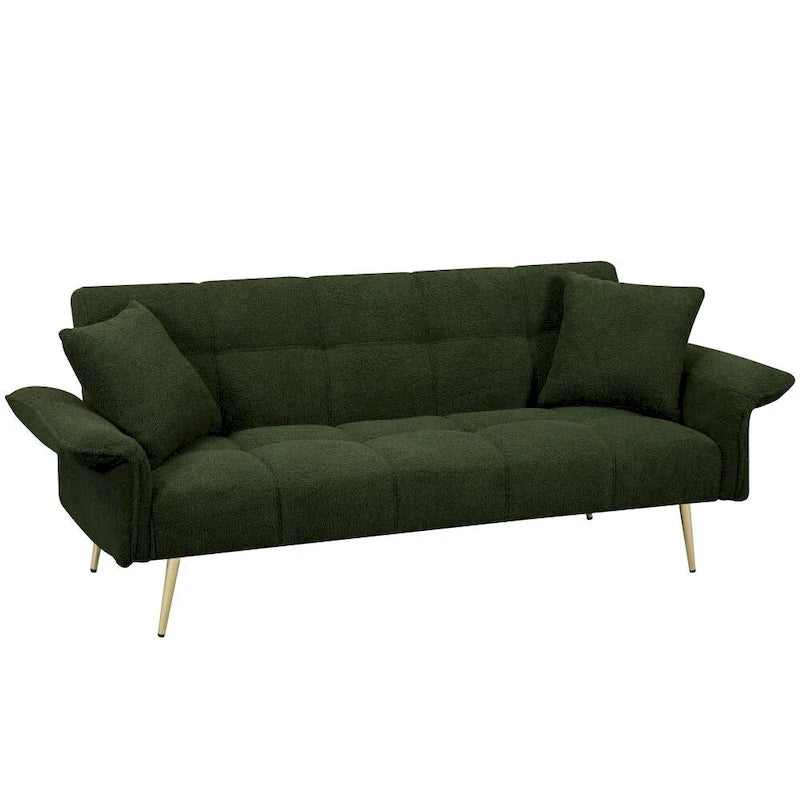 Modern 70-Inch Teddy Fleece Convertible Futon Sofa bed