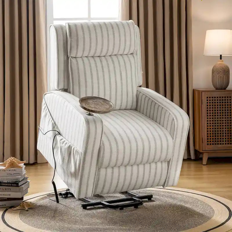 Darrell Modern Lift Assist Massage and Heating Power Recliner with Charing and Soild Wood Tray by HULALA HOME
