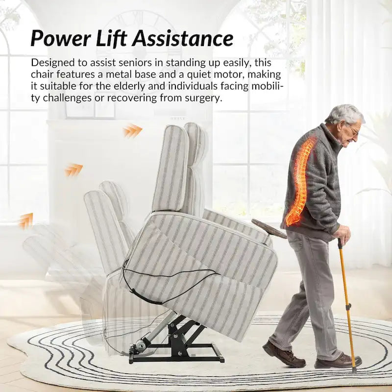 Darrell Modern Lift Assist Massage and Heating Power Recliner with Charing and Soild Wood Tray by HULALA HOME
