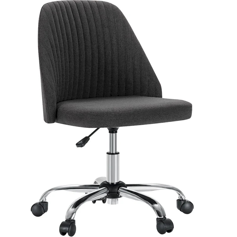 Armless Home Office Desk Chair with Wheels for Small Spaces