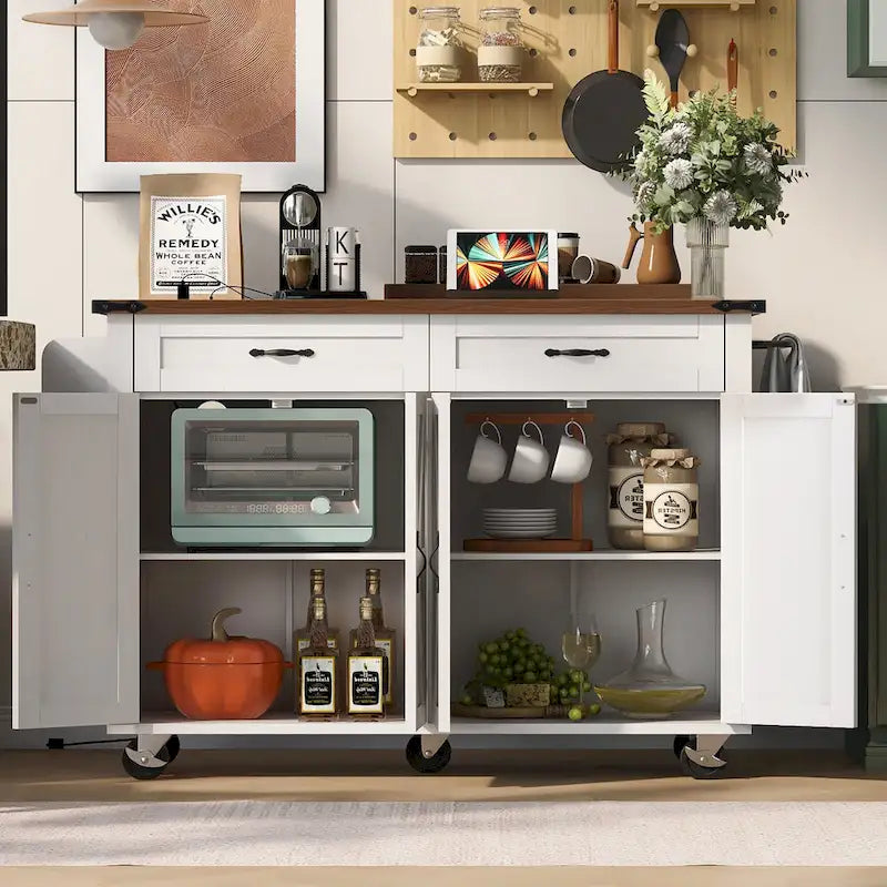 53.5 Farmhouse Kitchen Island with Power Outlet
