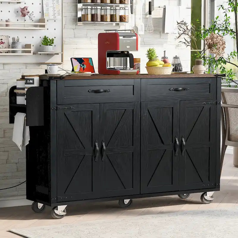 53.5 Farmhouse Kitchen Island with Power Outlet