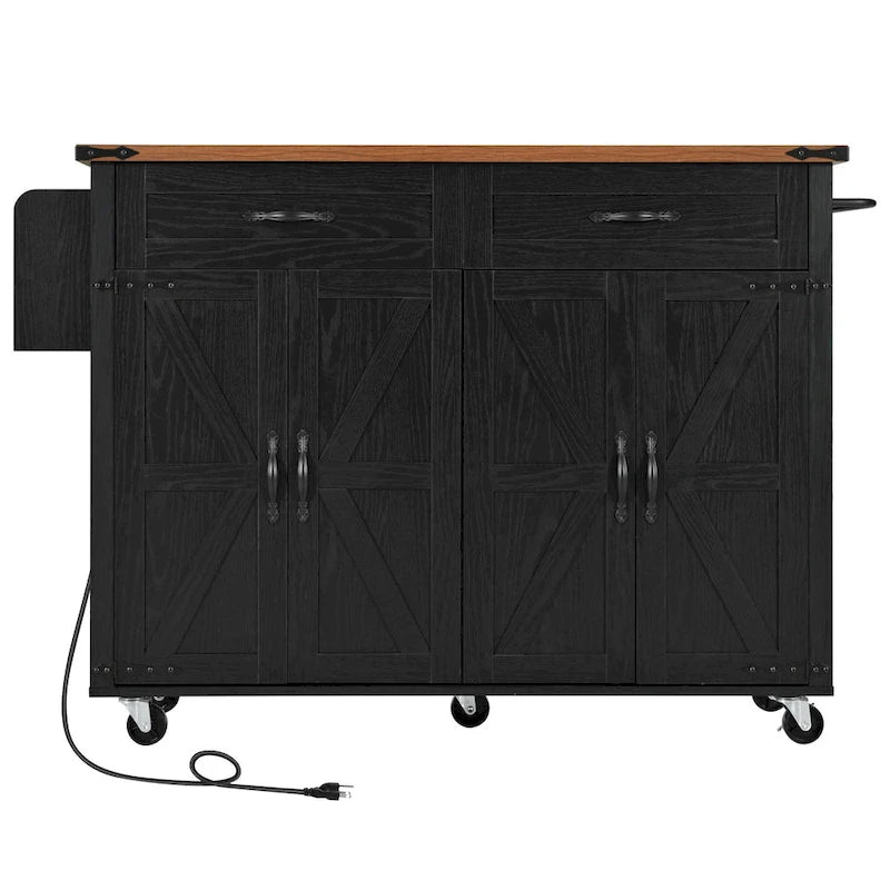53.5 Farmhouse Kitchen Island with Power Outlet