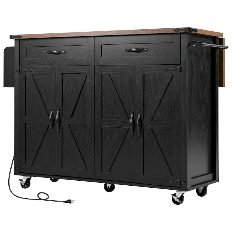 53.5 Farmhouse Kitchen Island with Power Outlet