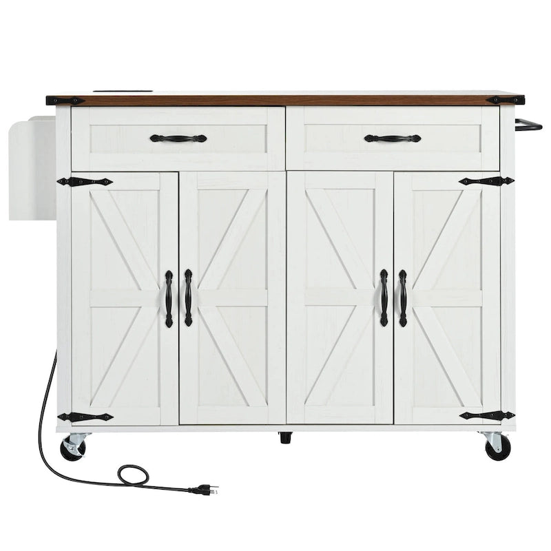 53.5 Farmhouse Kitchen Island with Power Outlet