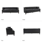 Eugne Transitional Genuine Leather Tufted Design Sofa with Solid Wood Legs by HULALA HOME