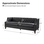 Eugne Transitional Genuine Leather Tufted Design Sofa with Solid Wood Legs by HULALA HOME