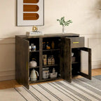 Modern Wood Buffet Cabinet with Doors and Drawers