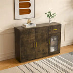Modern Wood Buffet Cabinet with Doors and Drawers