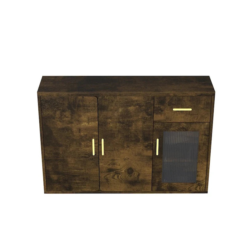 Modern Wood Buffet Cabinet with Doors and Drawers
