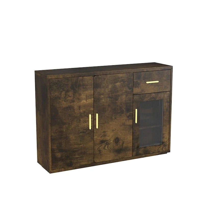 Modern Wood Buffet Cabinet with Doors and Drawers