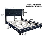 Queen Size Adjustable Upholstered Bed Frame Stylish Durable And Dirt-resistant, No Need For Bulky Innerspring Mattresses