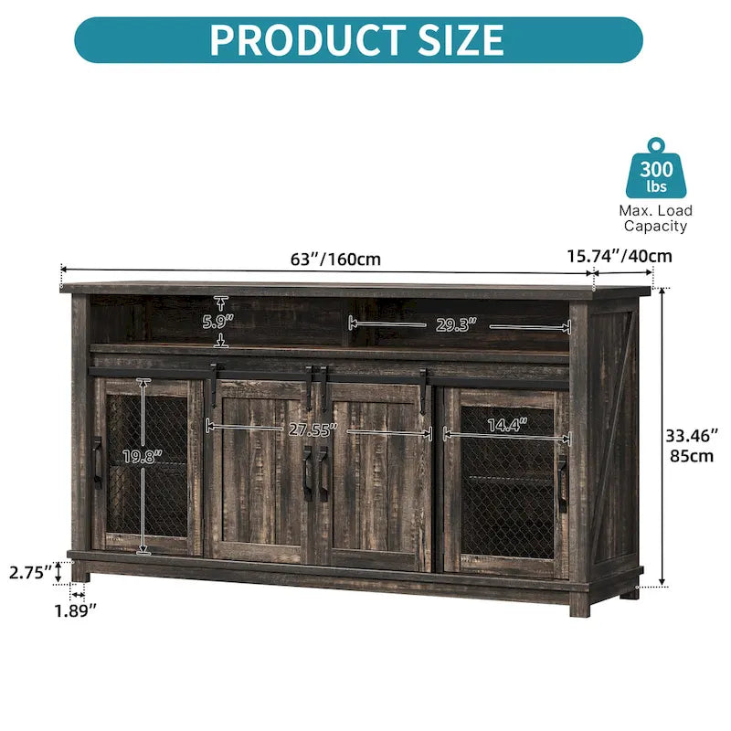 Farmhouse Sideboard Buffet Cabinet with Sliding Barn Doors