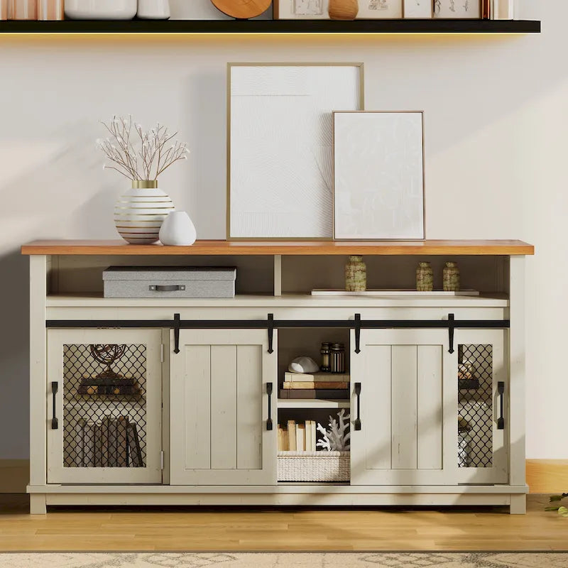 Farmhouse Sideboard Buffet Cabinet with Sliding Barn Doors