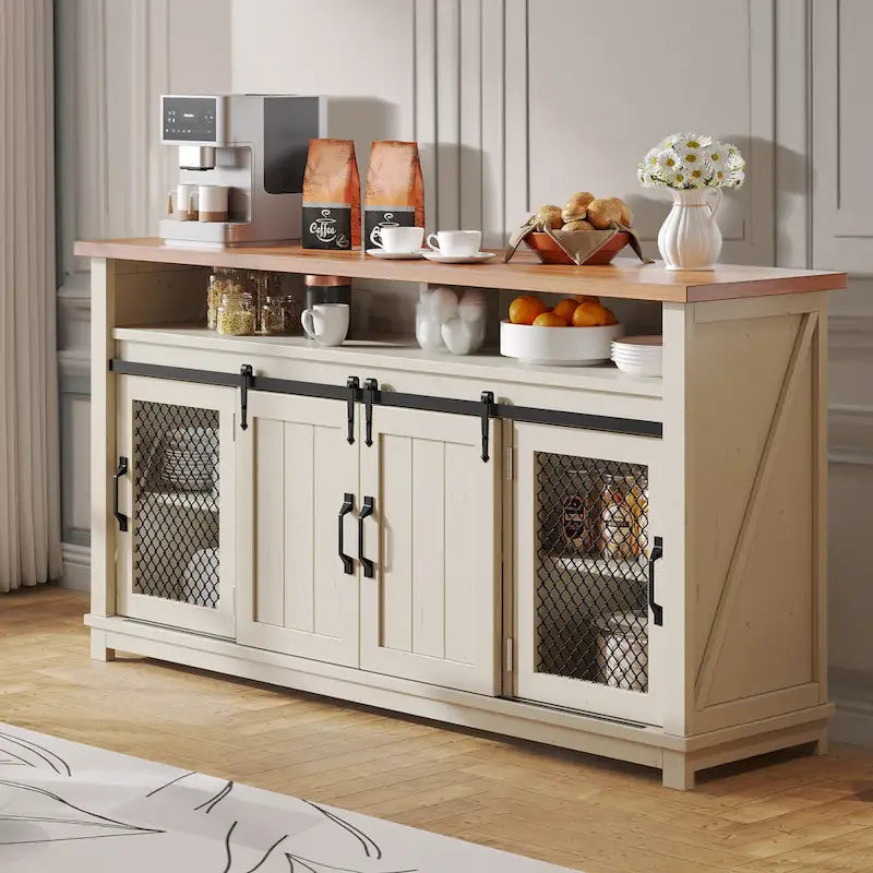 Farmhouse Sideboard Buffet Cabinet with Sliding Barn Doors