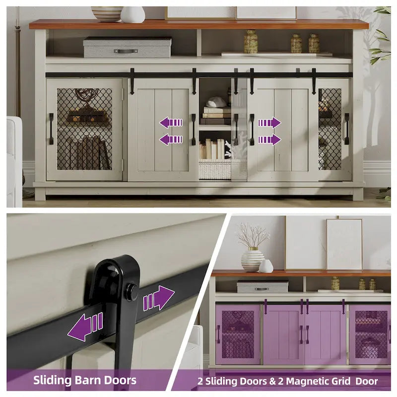 Farmhouse Sideboard Buffet Cabinet with Sliding Barn Doors