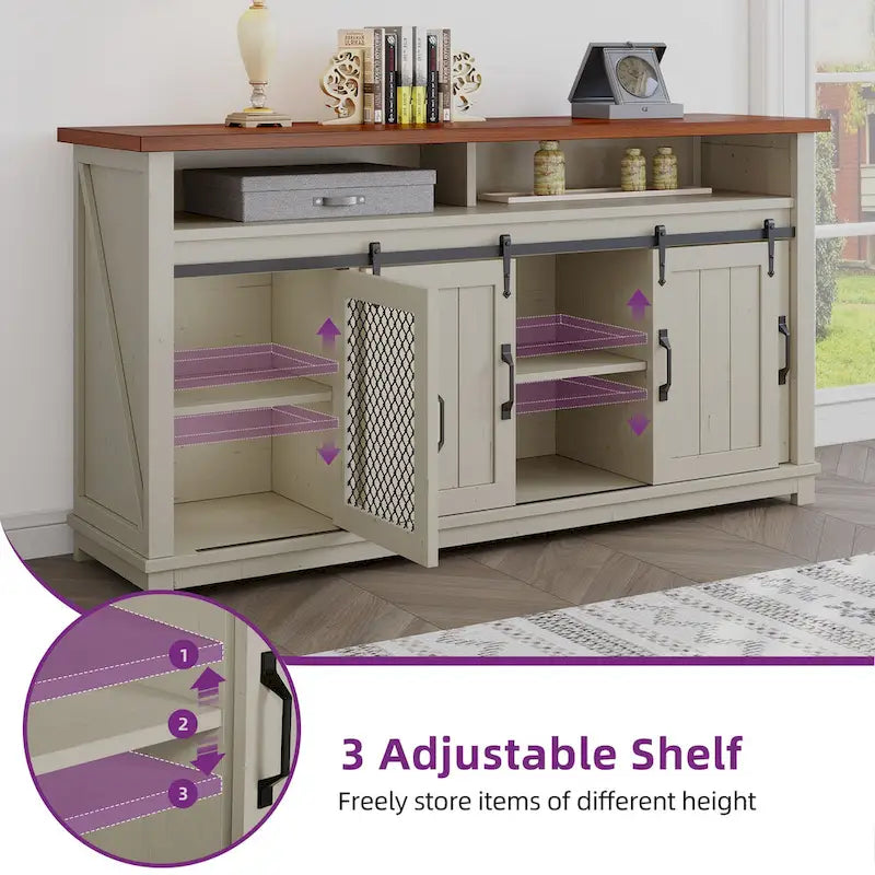 Farmhouse Sideboard Buffet Cabinet with Sliding Barn Doors