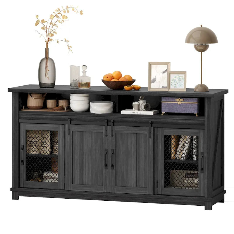 Farmhouse Sideboard Buffet Cabinet with Sliding Barn Doors