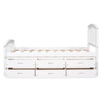 Twin Size Platform Storage Bed Solid Wood Bed with 6 Drawers