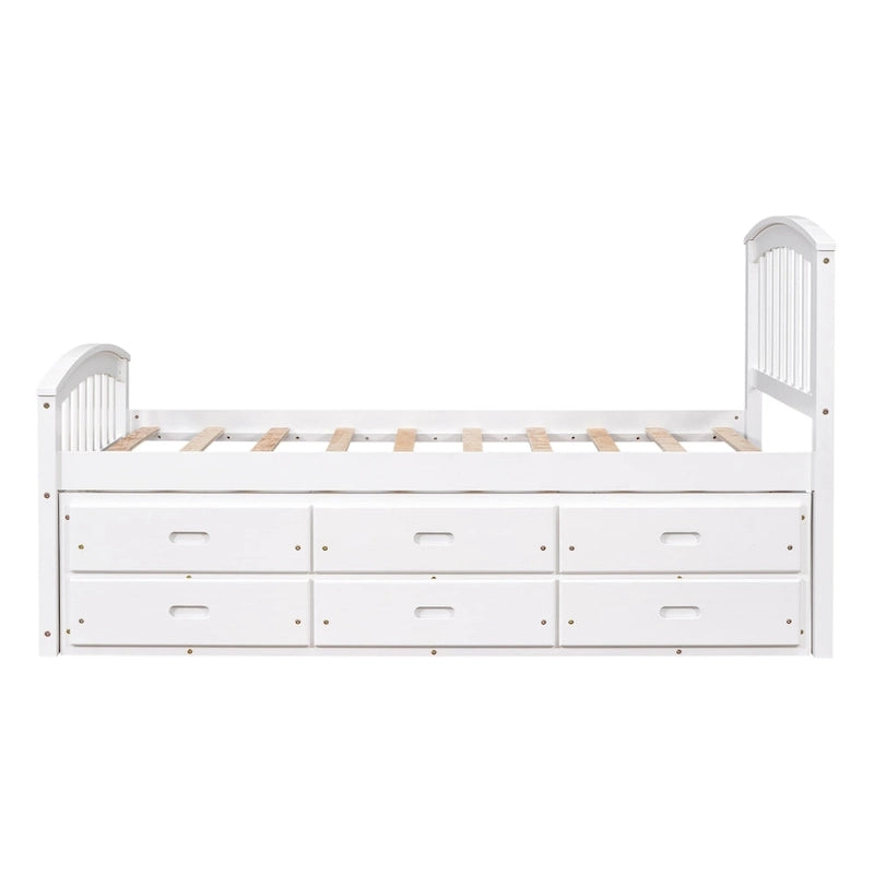 Twin Size Platform Storage Bed Solid Wood Bed with 6 Drawers