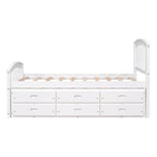 Twin Size Platform Storage Bed Solid Wood Bed with 6 Drawers